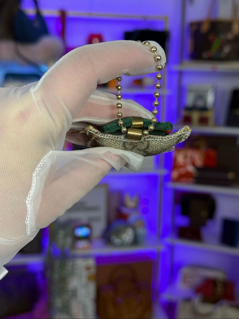 Gucci Guccioli Christina Cat bag Charm GG Canvas Leather - Picture 6 of 6